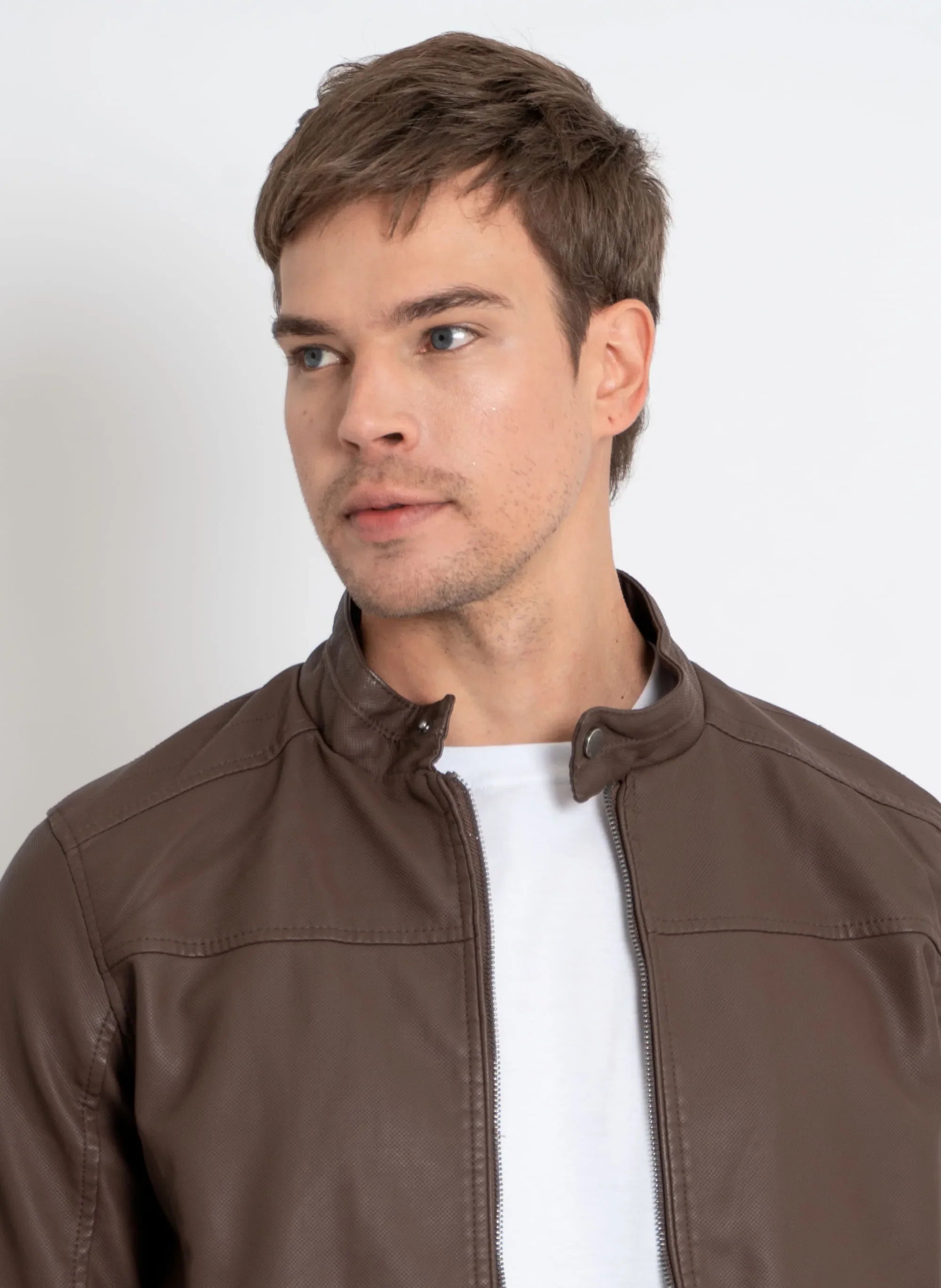 LEVE 2 PAGUE 1 - Jaqueta Masculina de Couro Italiano