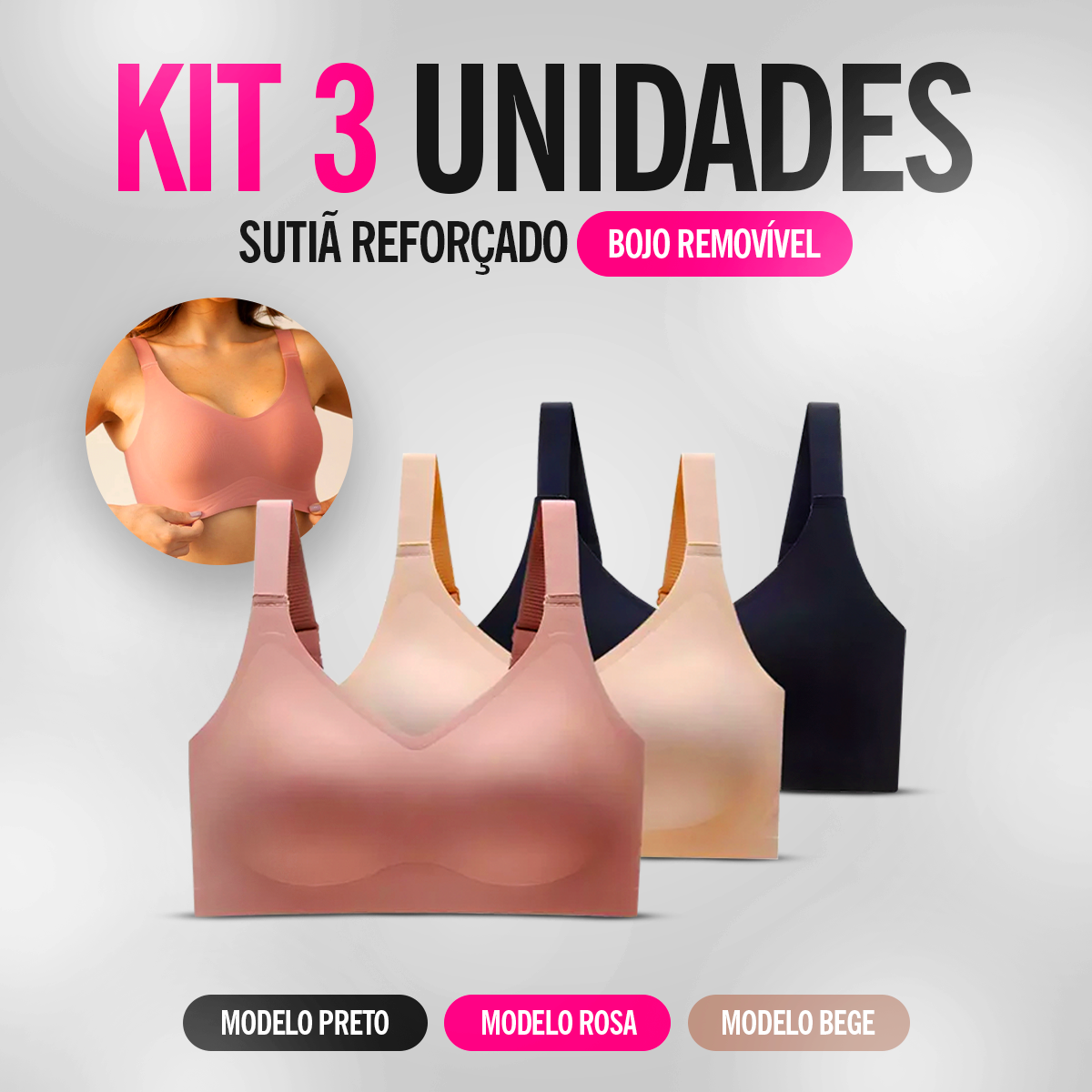 LEVE 3 PAGUE 1 - Sutiã Premium Reforçado de Alta Sustentação e Conforto